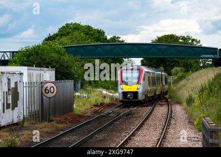 Limite di velocità 60 mph linea di diramazione East Suffolk Westerfield Foto Stock