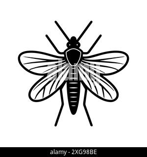 icona midge o simbolo di linea moderna. Grafica a linee vettoriali e design a icone con un contorno audace. Bianco e nero simbolo minimalista Pixel Perfect bianco isolato Illustrazione Vettoriale