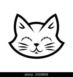 Icona Cat o simbolo di linea moderna. Grafica a linee vettoriali e design a icone con un contorno audace. Bianco e nero Pixel Perfect simbolo minimalista isolato ba bianca Illustrazione Vettoriale
