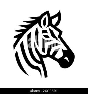 Icona Zebra o simbolo di linea moderna. Grafica a linee vettoriali e design a icone con un contorno audace. Bianco e nero simbolo minimalista Pixel Perfect bianco isolato Illustrazione Vettoriale