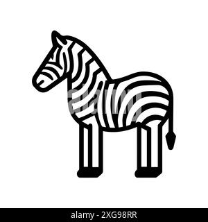 Icona Zebra o simbolo di linea moderna. Grafica a linee vettoriali e design a icone con un contorno audace. Bianco e nero simbolo minimalista Pixel Perfect bianco isolato Illustrazione Vettoriale