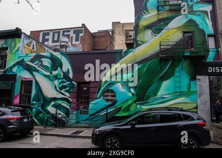 Murale animato in Duluth Street East nel centro di Montreal, Quebec, Canada Foto Stock