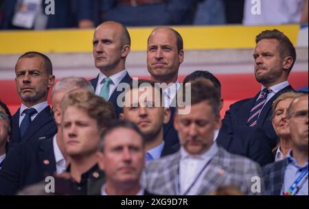 Dusseldorf, Germania. 6 luglio 2024. Aleksander Ceferin Presidente dell'UEFA, Principe Guglielmo Inghilterra - Inghilterra Svizzera - Schweiz 06.07.2024 Copyrigh Foto Stock