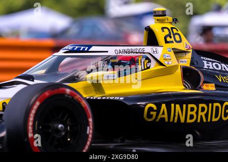 Lexington, Oh, Stati Uniti. 7 luglio 2024. COLTON HERTA (26) di Valencia, California, pratica per la Honda Indy 200 al Mid-Ohio Sports Car Course di Lexington, OHIO. (Credit Image: © Walter G. Arce Sr./ASP via ZUMA Press Wire) SOLO PER USO EDITORIALE! Non per USO commerciale! Crediti: ZUMA Press, Inc./Alamy Live News Foto Stock