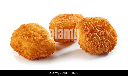 pepite di filetto di pesce fritto isolate su sfondo bianco Foto Stock