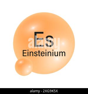 Icona dell'elemento Einstein. Sfera arancione lucida. Simbolo chimico ES. Illustrazione vettoriale. Illustrazione Vettoriale
