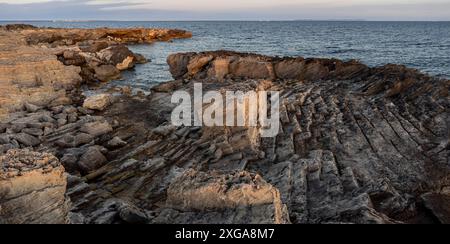 Cava tradizionale di arenaria, S Estalella, Llucmajor, Maiorca, Isole Baleari, Spagna Foto Stock