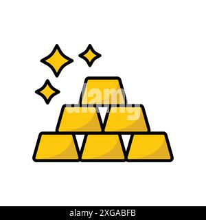 modello di disegno vettoriale dell'icona della barra dorata su sfondo bianco Illustrazione Vettoriale