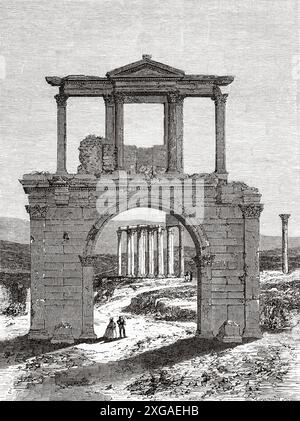 Arco di Adriano, Atene, Grecia, disegno di Emile Therond (1821-1883) A Winter in Athens, 1857-1858 di Antonin Proust (1832-1905) le Tour du Monde 1862 Foto Stock