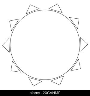 Una pagina colorata divertente con un design Sunburst con raggi triangolari. Perfetto per attività estive e progetti creativi per bambini. Illustrazione Vettoriale