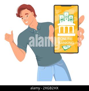 App mobile conto bancario per il pagamento e il trasferimento di denaro Illustrazione Vettoriale
