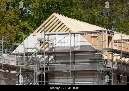 Capriata, ponteggi, facciata di case, costruzione di conchiglie, edifici residenziali, Brema, Germania, Europa Foto Stock