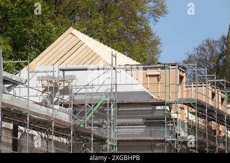 Capriata, ponteggi, facciata di case, costruzione di conchiglie, edifici residenziali, Brema, Germania, Europa Foto Stock