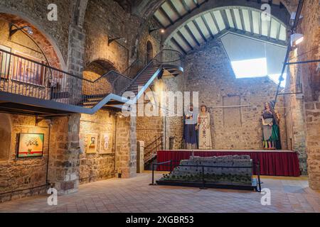 Girona, Spagna - 7 luglio 2024: Interno della Chiesa Vecchia di Castellfollit de la Roca, Catalogna Foto Stock