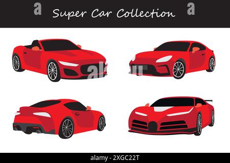 collezione super car. super car in pose diverse. Illustrazione vettoriale. Illustrazione Vettoriale