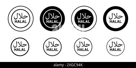 Collezione di logo Halal food Icon Vector per l'interfaccia utente dell'app Web Illustrazione Vettoriale