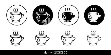 Collezione di set di logo vettoriali per l'icona bevande calde per l'interfaccia utente dell'app Web Illustrazione Vettoriale