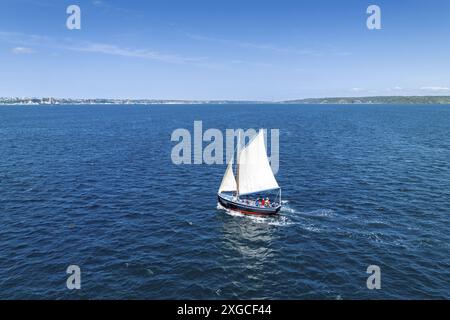 Francia, Finistere, Brest, sloop, Loch Monna (vista aerea) Foto Stock