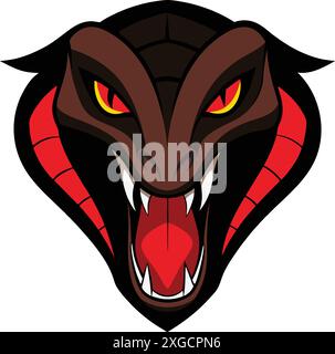 Design della mascotte Angry Cobra Head Vector Illustrazione Vettoriale