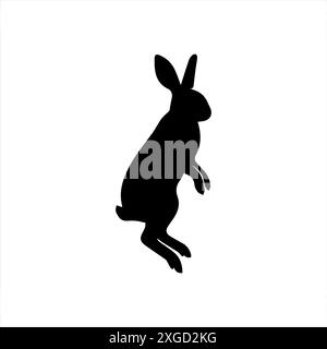 Silhouette Leaping Rabbit su sfondo bianco Illustrazione Vettoriale