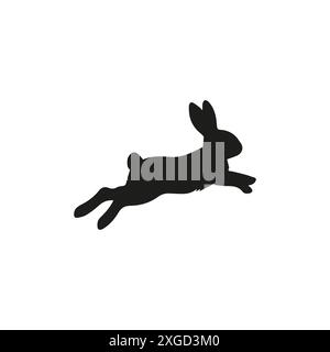 Silhouette Leaping Rabbit su sfondo bianco Illustrazione Vettoriale