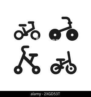 Set icone bicicletta - silhouette nere moderne Illustrazione Vettoriale