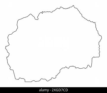 Mappa delineata della Macedonia del Nord isolata su sfondo bianco Illustrazione Vettoriale