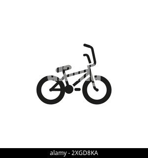 Icona minimalista della bicicletta in bianco e nero per il design grafico Illustrazione Vettoriale