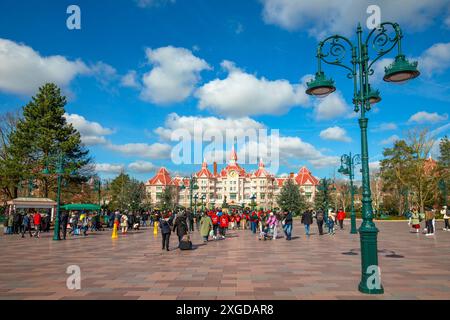 Ingresso a Euro Disneyland, Disneyland Hotel, Parigi, Francia, Europa Foto Stock