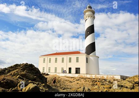 Faro di Favaritx, Parco naturale S'Albufera des Grau, Minorca, Isole Baleari, Spagna, Mediterraneo, Europa Foto Stock