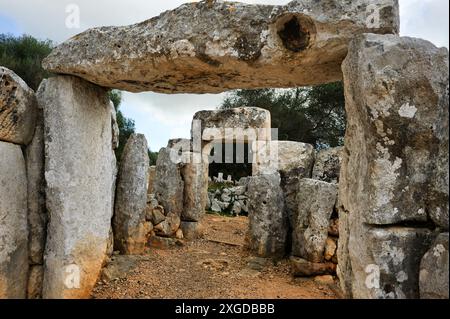 Sezione sud di Torre d'en Galmes, un sito talayotico sull'isola di Minorca, Isole Baleari, Spagna, Mediterraneo, Europa Foto Stock