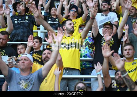 Columbus, Ohio, Stati Uniti. 6 luglio 2024. I tifosi dei Columbus Crew tifanno il tifo per la loro squadra contro il Toronto FC nella loro partita a Columbus, Ohio. Brent Clark/Cal Sport Media/Alamy Live News Foto Stock