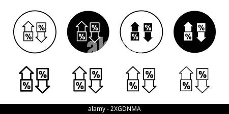 Insieme di logo vettoriali con icone a freccia in percentuale alta e bassa per l'interfaccia utente dell'app Web Illustrazione Vettoriale
