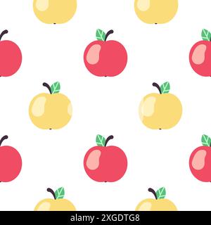 Mele rosse e gialle. Ripetizione continua vettoriale. Illustrazione Vettoriale