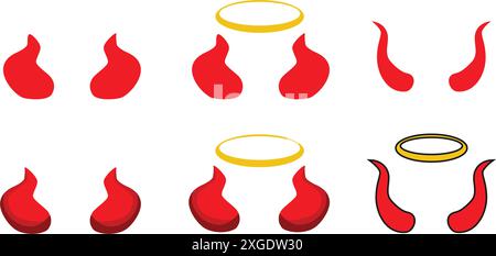 Le corna rosse del diavolo corna halloween elemento vettoriale Illustrazione Vettoriale