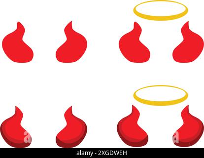 Le corna rosse del diavolo corna halloween elemento vettoriale Illustrazione Vettoriale