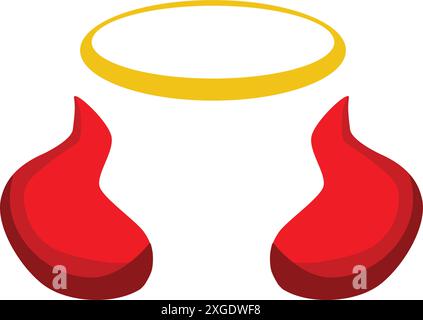 Le corna rosse del diavolo corna halloween elemento vettoriale Illustrazione Vettoriale