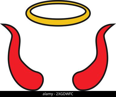 Le corna rosse del diavolo corna halloween elemento vettoriale Illustrazione Vettoriale