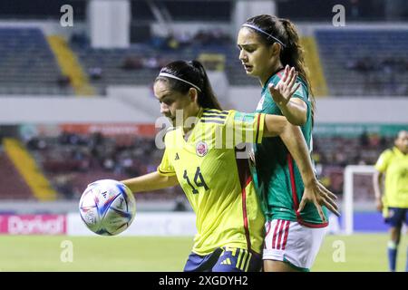 Mariana Muñoz della Colombia e Jana Gutierrez del Messico durante la partita della Coppa del mondo femminile FIFA U-20 Costa Rica Messico contro Colombia il 13 agosto 2022 Foto Stock