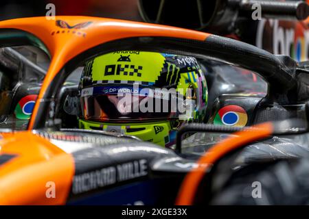 Silverstone, Regno Unito, 08 luglio 2024, Lando Norris, dal Regno Unito gareggia per McLaren F1. Qualifica, 12° round del campionato di Formula 1 2024. Crediti: Michael Potts/Alamy Live News Foto Stock