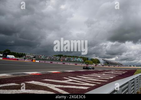 Silverstone, Regno Unito, 8 luglio 2024, George Russell, dal Regno Unito gareggia per Mercedes F1. Qualifica, 12° round del campionato di Formula 1 2024. Crediti: Michael Potts/Alamy Live News Foto Stock