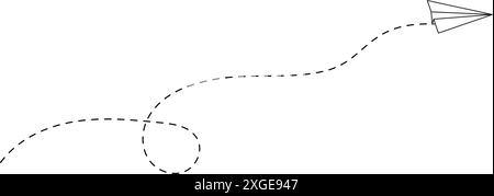 Icona del piano di Origami con linea tratteggiata. Concetto di viaggio, viaggio o viaggio d'affari. Simbolo del messaggio online. Concetto di libertà o creatività. Segnale di consegna o di destinazione. Illustrazione del profilo vettoriale. Illustrazione Vettoriale