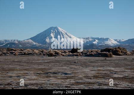 Il Monte Ngauruhoe è coperto di neve a Ruapehu, nuova Zelanda Foto Stock