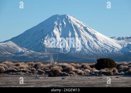 Il Monte Ngauruhoe è coperto di neve a Ruapehu, nuova Zelanda Foto Stock