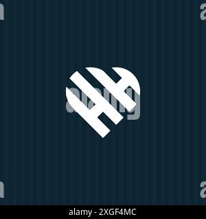 Design del logo vettoriale a forma di cuore per la lettera iniziale HH Illustrazione Vettoriale