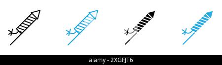 Collezione di set di logo vettoriali per i fuochi d'artificio Rocket Sign per l'interfaccia utente dell'app Web Illustrazione Vettoriale