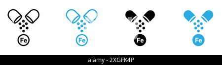 Set di logo vettoriale icona della capsula di ferro per l'interfaccia utente dell'app Web Illustrazione Vettoriale