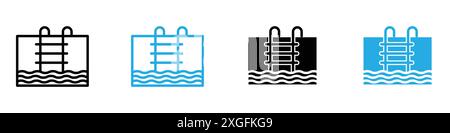 Collezione di logo vettoriale per l'icona della piscina per l'interfaccia utente dell'app Web Illustrazione Vettoriale