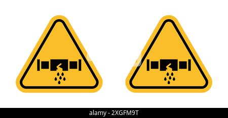 Attenzione sicurezza perdita di acqua o materiale chimico segno vettoriale raccolta di logo per l'interfaccia utente dell'app Web Illustrazione Vettoriale