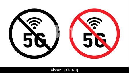 Nessuna raccolta di logo vettoriale del segnale 5G per l'interfaccia utente dell'app Web Illustrazione Vettoriale